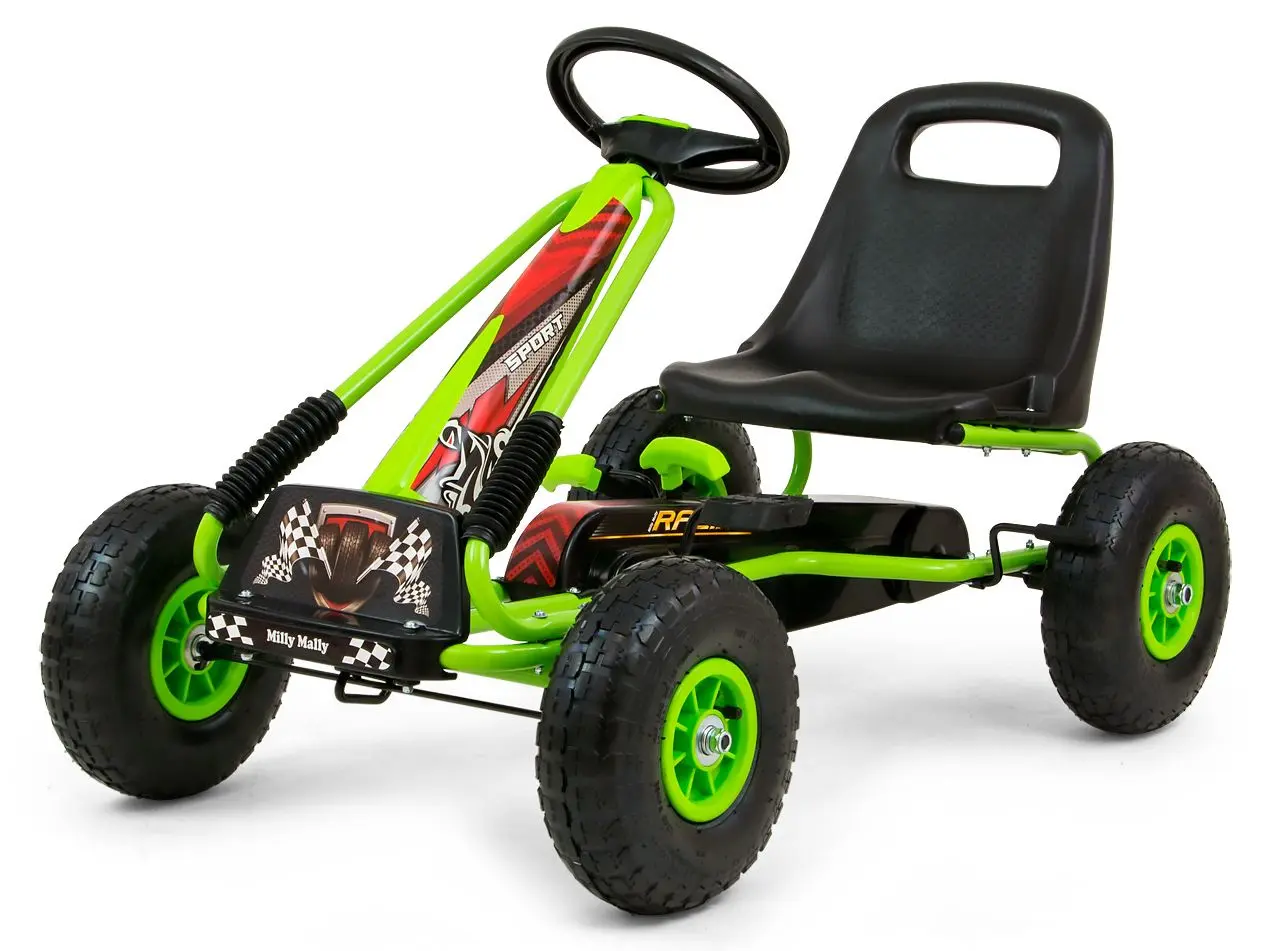 Carting cu pedale Milly Mally Go-Kart Thor (Green)