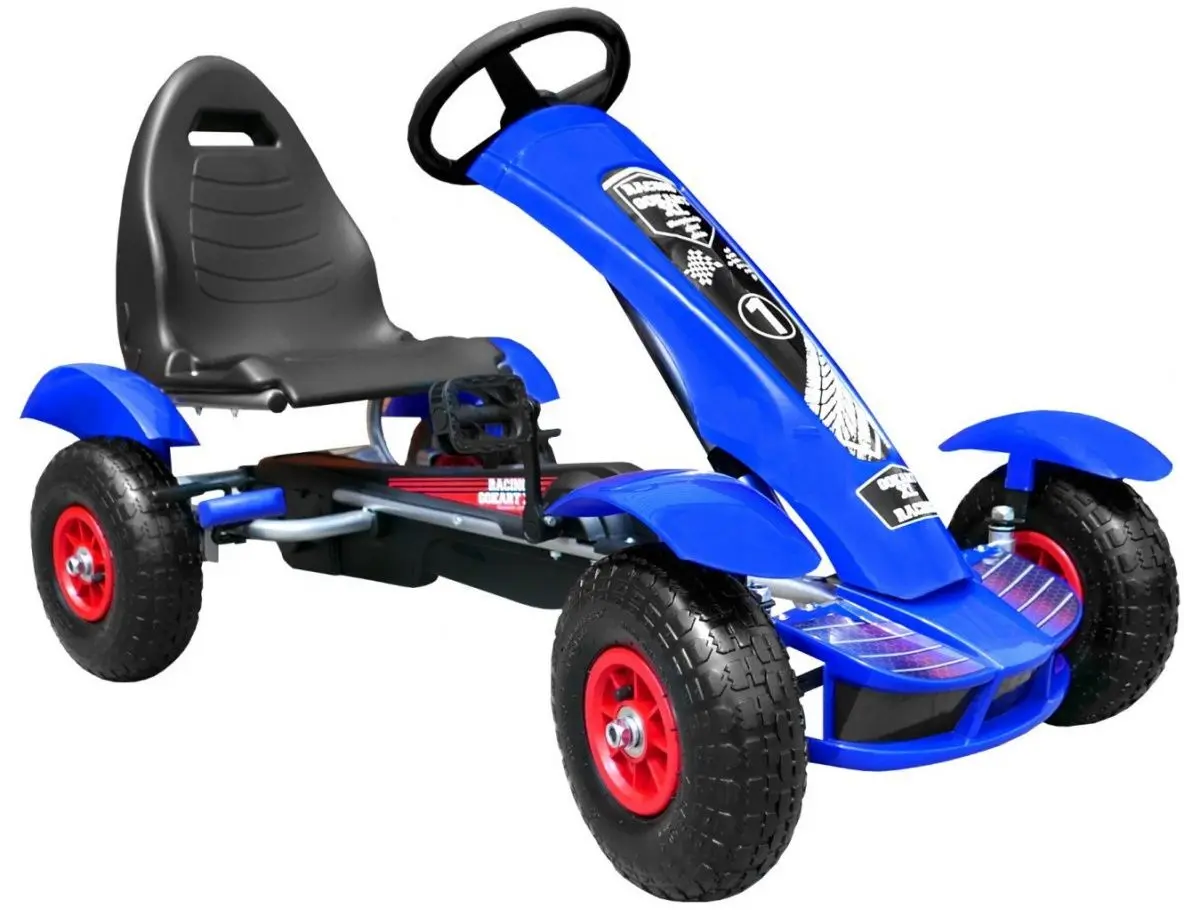 Carting cu pedale Ramiz Large Go-Kart Pumped (Blue/Black)