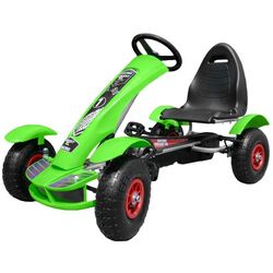 Carting cu pedale Ramiz Large Go-Kart Pumped (Green/Black)