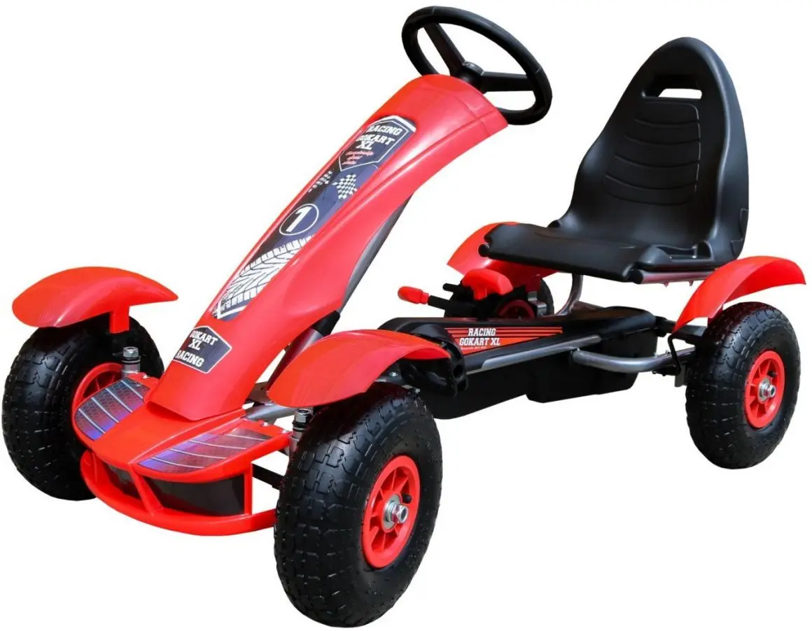 Carting cu pedale Ramiz Large Go-Kart Pumped (Red/Black)