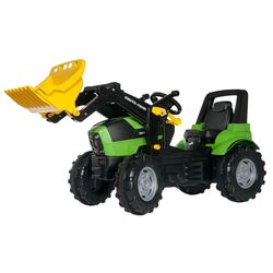 Tractor cu pedale si galeata RollyToys Farmtrac Premium Deutz-Fahr (Black/Green)