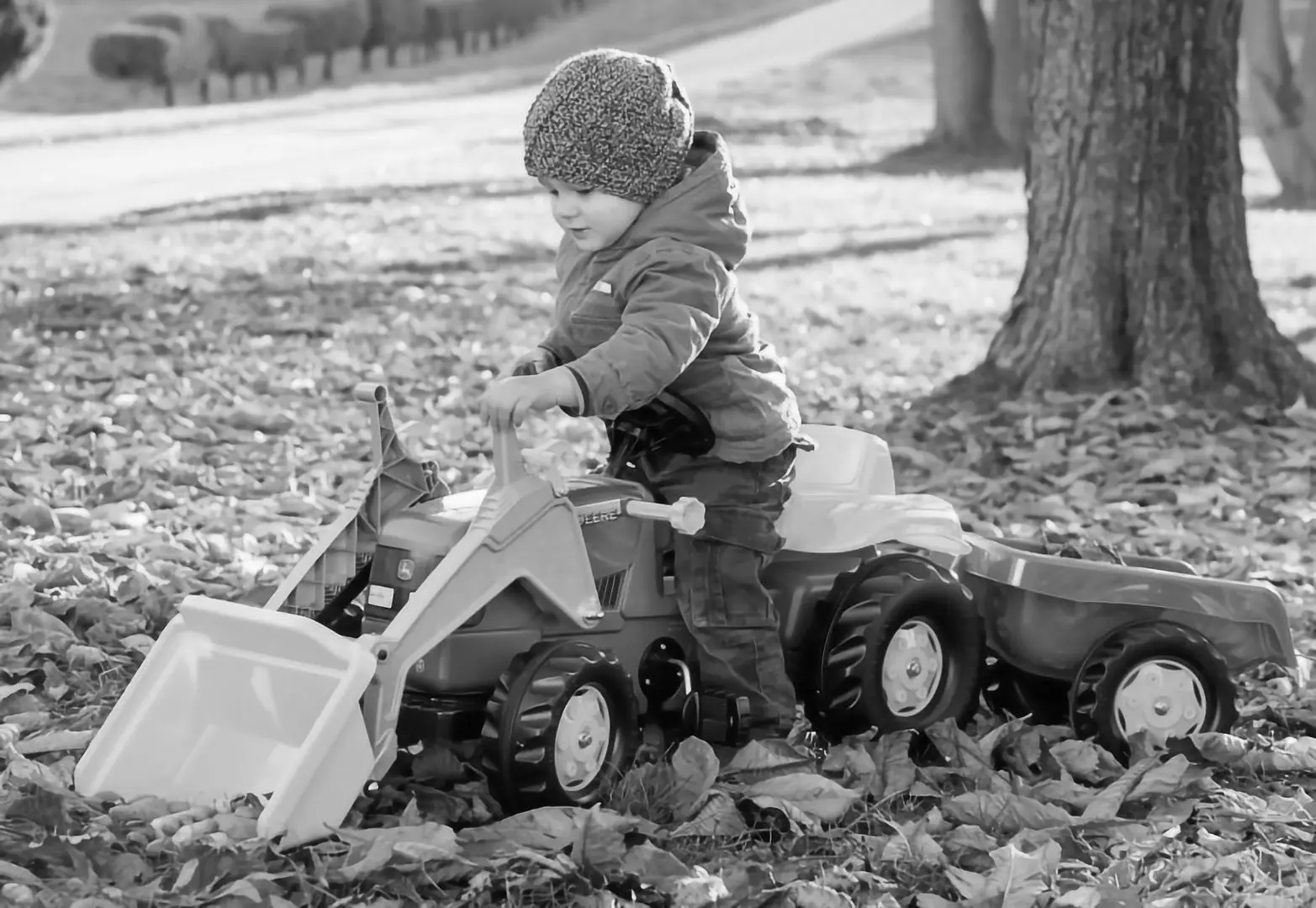 Tractor cu pedale remorca si cupa RollyToys 023837 (Yellow/Black)