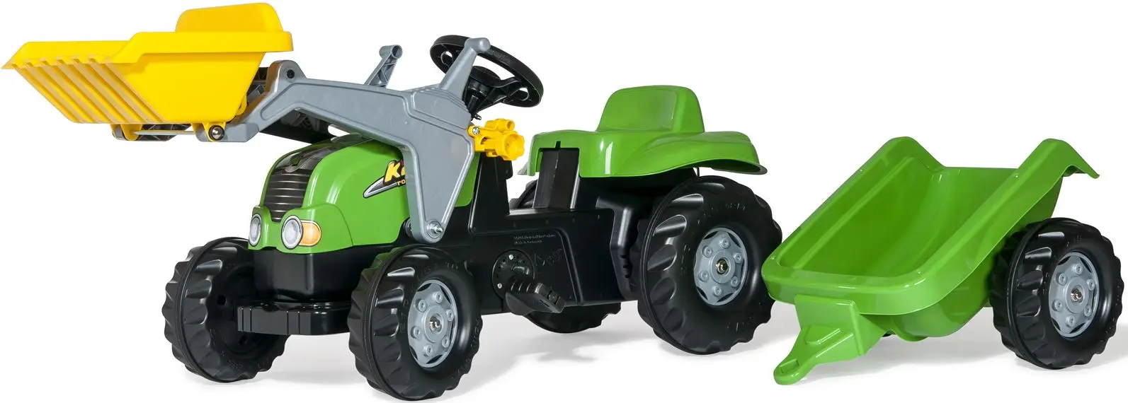 Tractor cu pedale si remorca Rolly Toys Kid-X (Green/Yellow) - 2