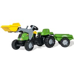 Tractor cu pedale si remorca Rolly Toys Kid-X (Green/Yellow)