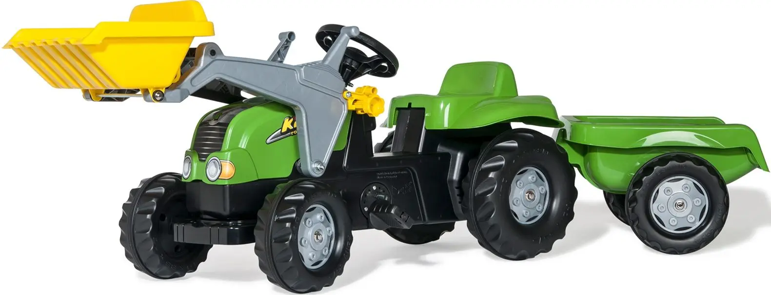 Tractor cu pedale si remorca Rolly Toys Kid-X (Green/Yellow)