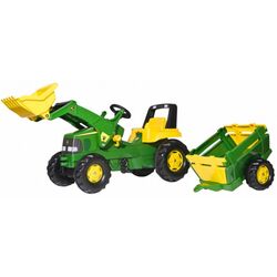 Tractor pedale cu remorca RollyToys 811496 (Gree/Yellow)