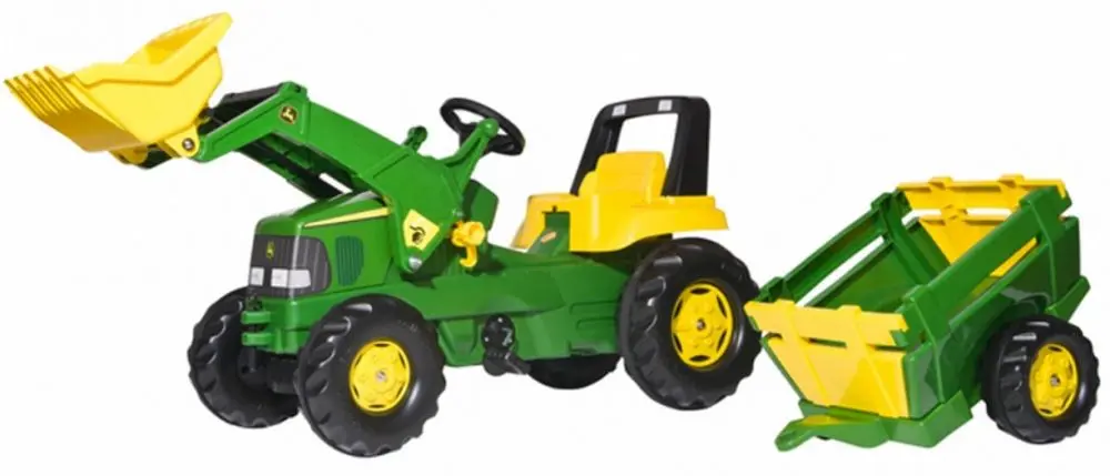 Tractor pedale cu remorca RollyToys 811496 (Gree/Yellow)