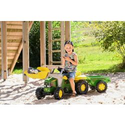 Tractor cu pedale si remorca RollyToys rollyKid John Deere 23110 (Green/Yellow) Thumb