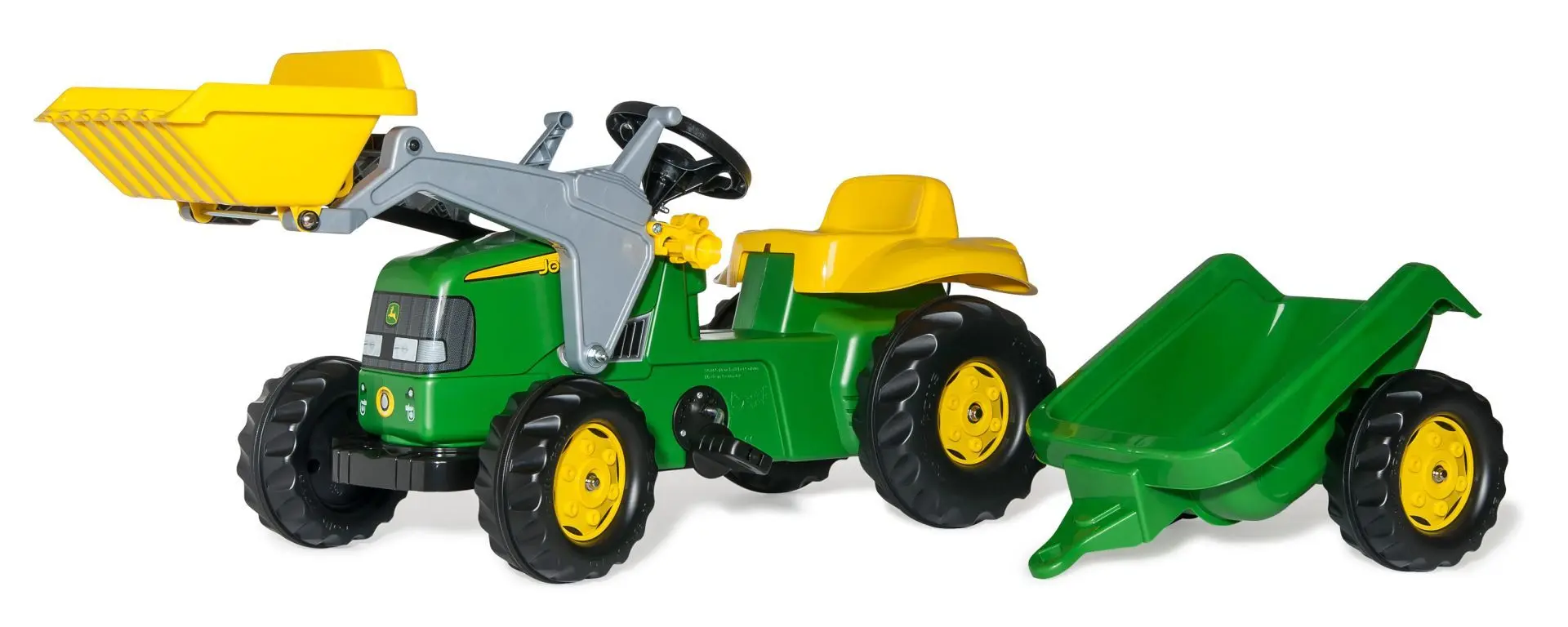 Tractor cu pedale si remorca RollyToys rollyKid John Deere 23110 (Green/Yellow)