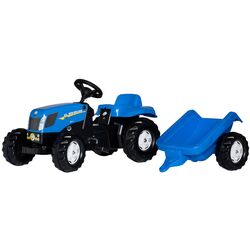 Tractor cu pedale si remorca RollyToys rollyKid New Holland (Blue/Black)