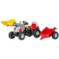 Tractor cu pedale si remorca RollyToys rollyKid Steyr 6165 CVT (Red/Grey)