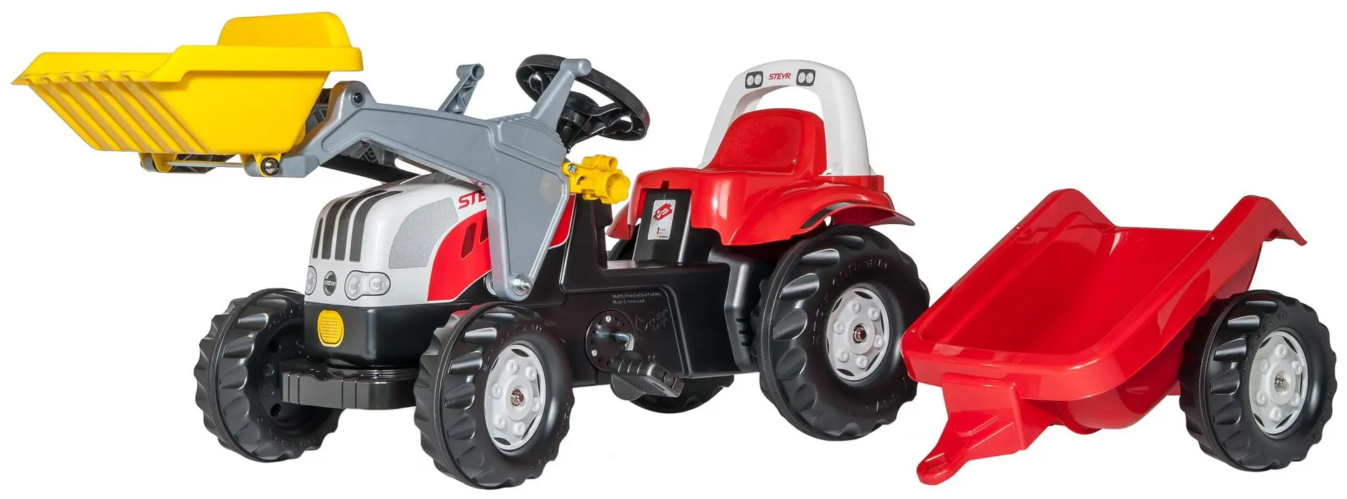 Tractor cu pedale si remorca RollyToys rollyKid Steyr 6165 CVT (Red/Grey)