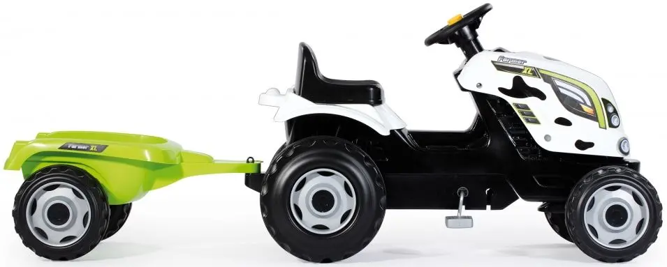 Tractor pedale cu remorca Smoby Cow Farmer XL (White)