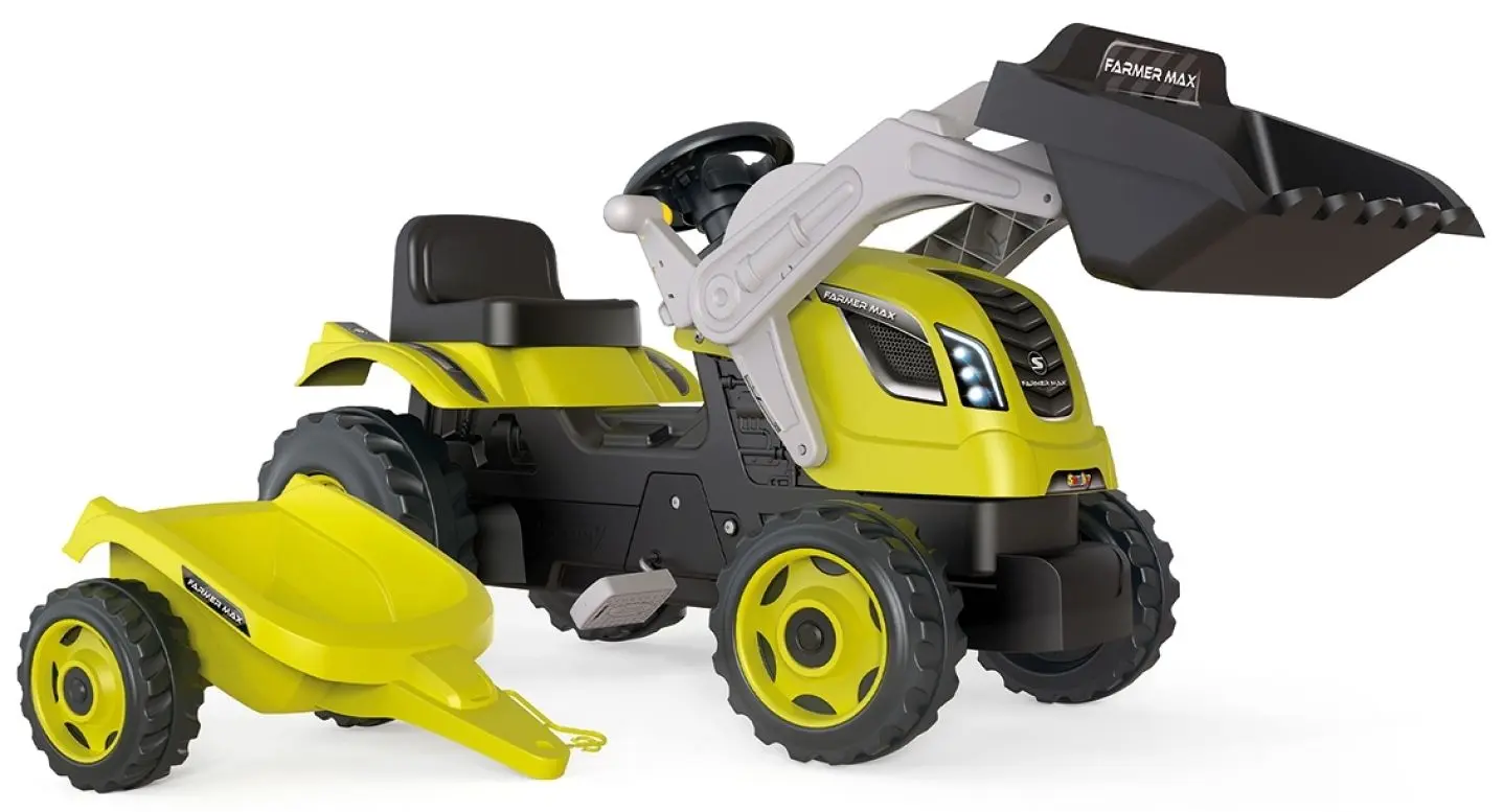 Tractor cu pedale si remorca Smoby Farmer Max 710132 (Green)