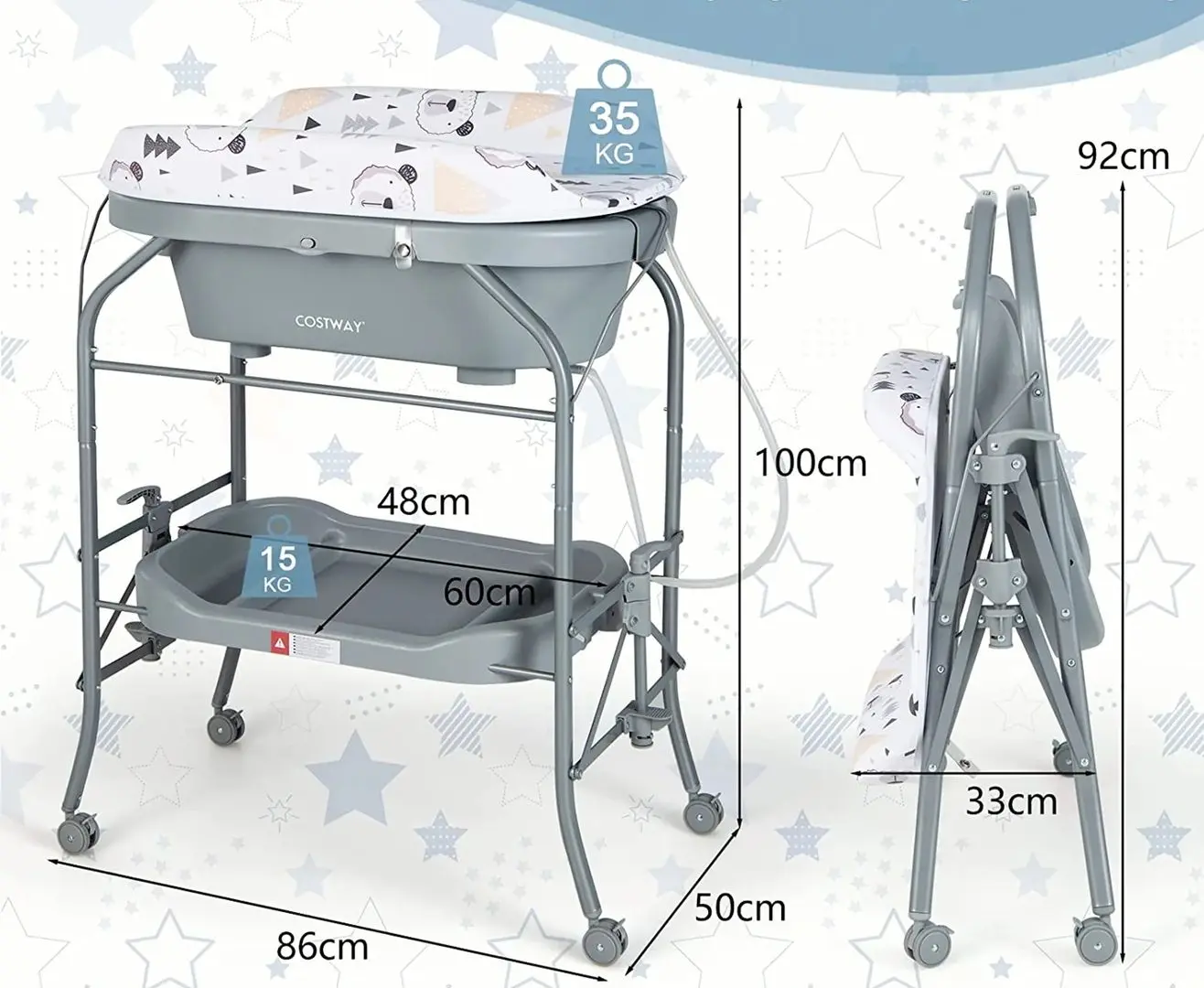 Masa de infasat 4in1 Costway AC10011EU-GR (Grey)