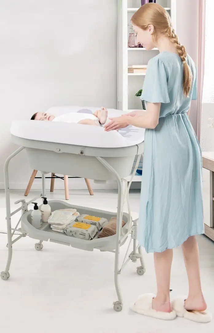 Masa de infasat cu cadita Costway AC10011EU-HS (Light Grey)