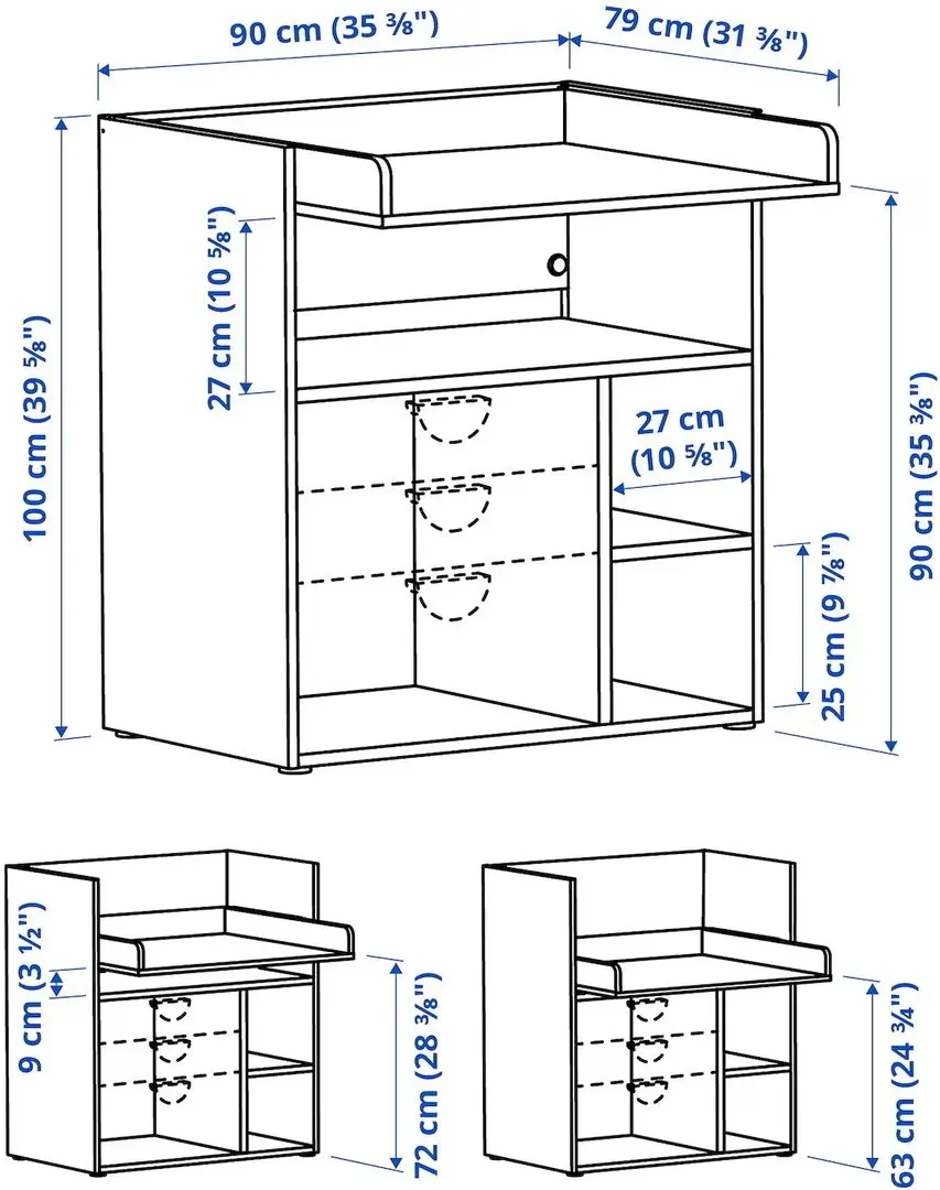 Masa de infasat Ikea Smastad 2 sertare 90x79x100 (Alb/Lila)