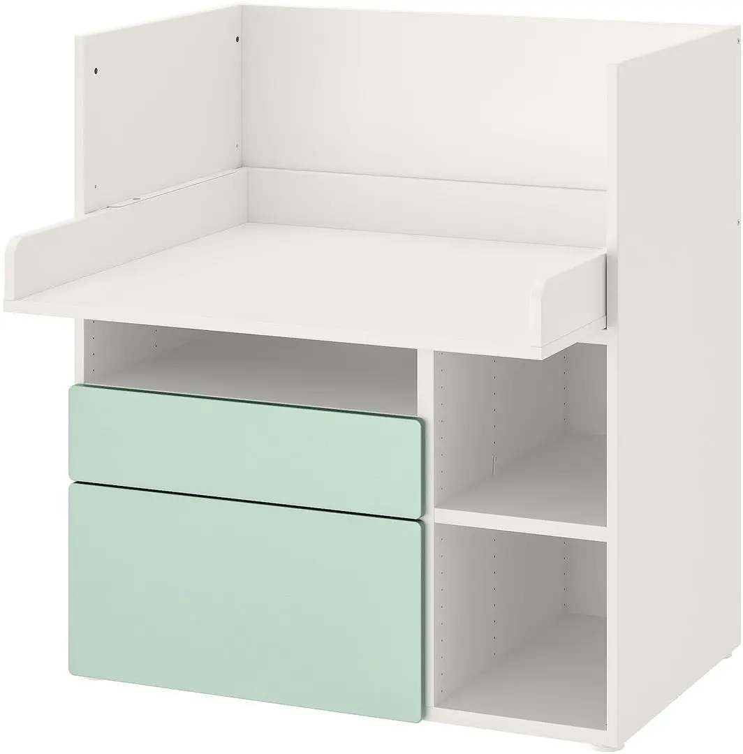 Masa de infasat Ikea Smastad 2 sertare 90x79x100 (Alb/Verde deschis)