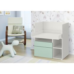 Masa de infasat Ikea Smastad 2 sertare 90x79x100 (Alb/Verde deschis)