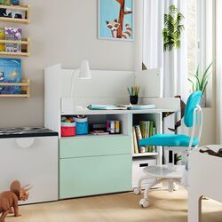 Masa de infasat Ikea Smastad 2 sertare 90x79x100 (Alb/Verde deschis) Thumb