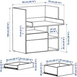 Masa de infasat Ikea Smastad 2 sertare 90x79x100 (Alb/Verde deschis) Thumb
