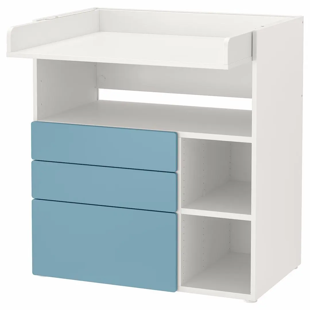Masa de infasat Ikea Smastad 3 sertare 90x79x100 (Alb/Albastru)