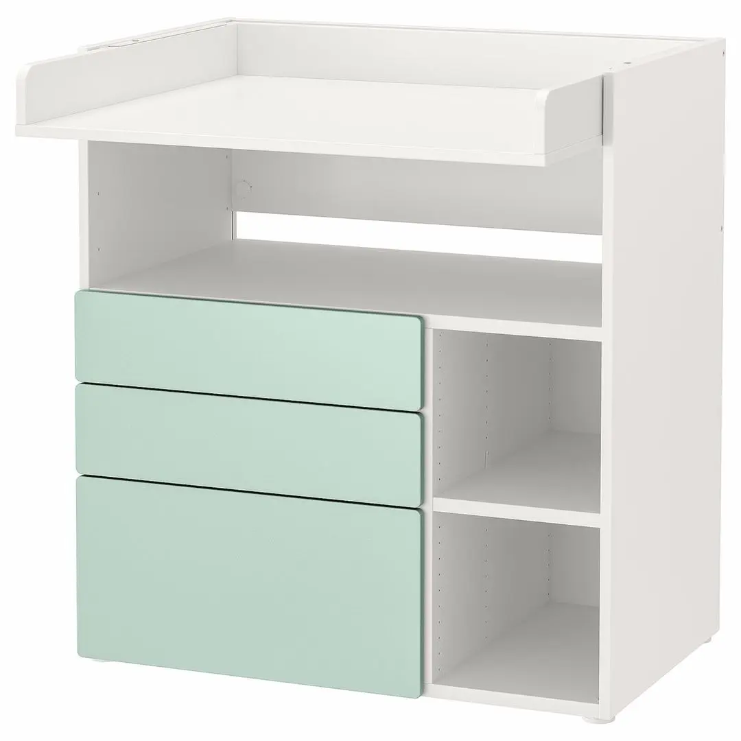 Masa de infasat Ikea Smastad 3 sertare 90x79x100 (Alb/Verde Deschis)