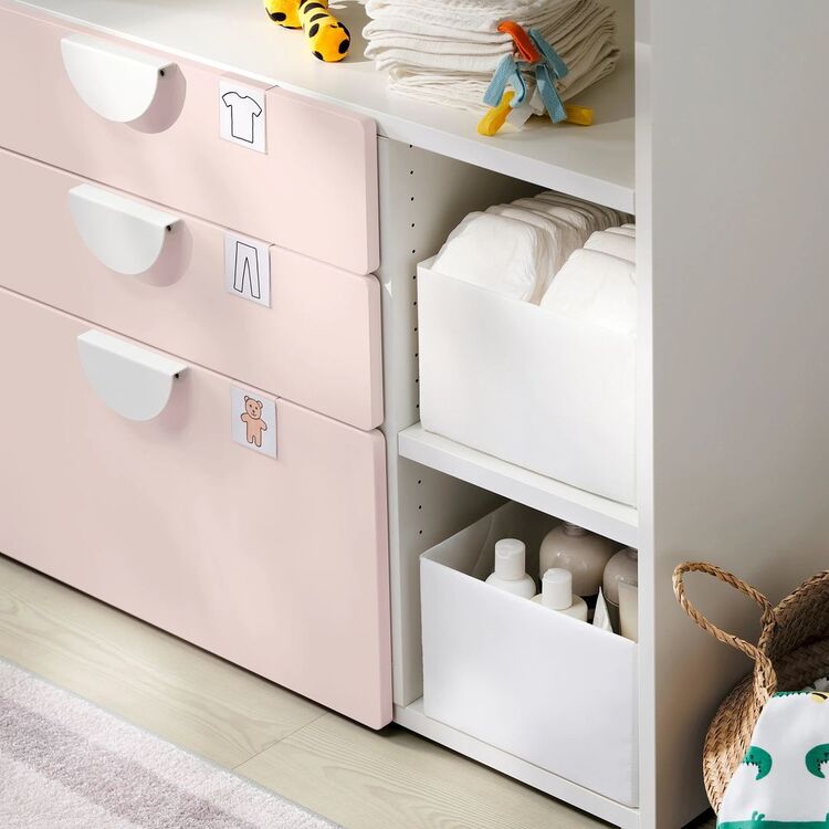 Comoda de infasat Ikea Smastad 3 sertare 90x79x100 (Roz Pal) cumpără în ...