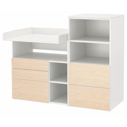 Пеленальный столик Ikea Smastad/Platsa со стеллажом 150x79x123 (Белый/Береза) Thumb