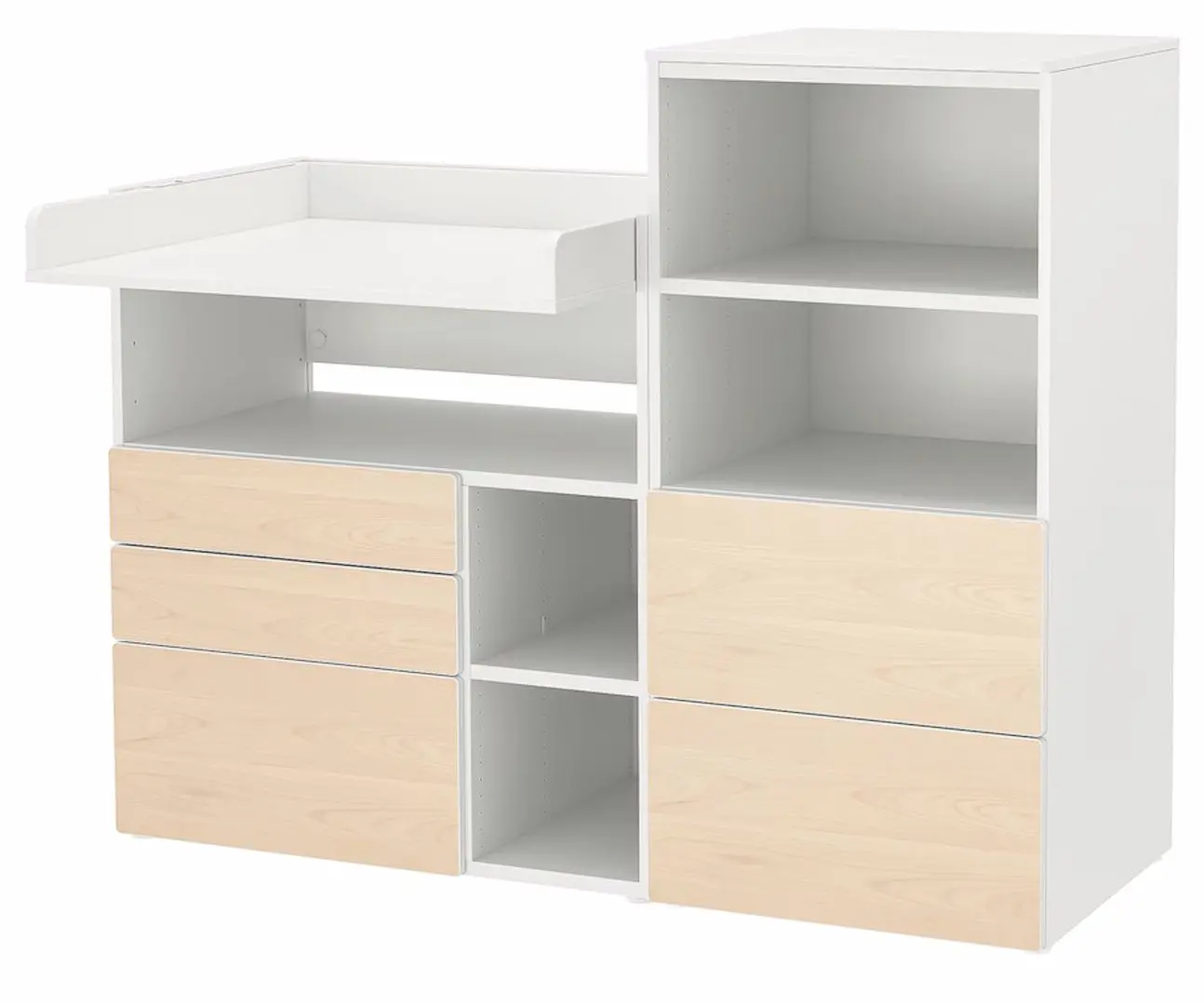Пеленальный столик Ikea Smastad/Platsa со стеллажом 150x79x123 (Белый/Береза)