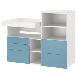 Masa de infasat Ikea Smastad/Platsa cu etajera 150x79x123 (Alb/Albastru) Thumb