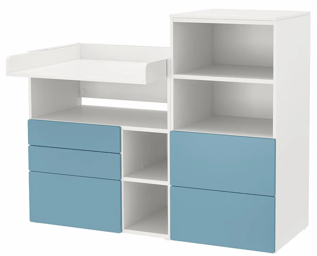 Masa de infasat Ikea Smastad/Platsa cu etajera 150x79x123 (Alb/Albastru)