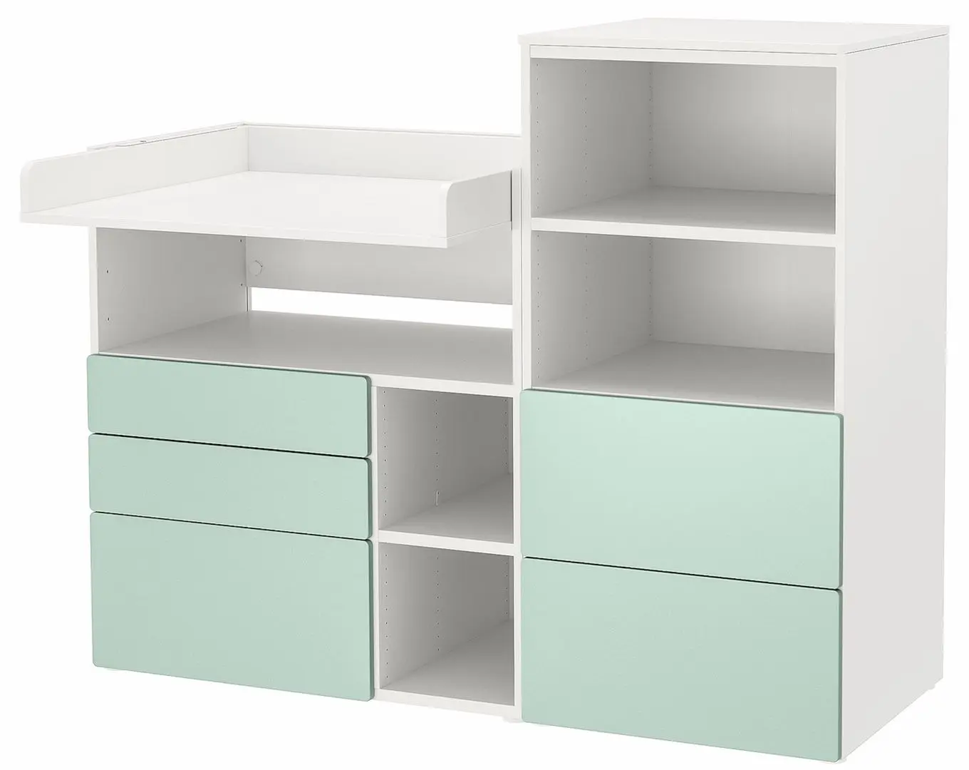 Masa de infasat Ikea Smastad/Platsa cu etajera 150x79x123 (Alb/Verde Deschis)