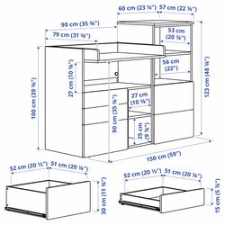 Masa de infasat Ikea Smastad/Platsa cu etajera 150x79x123 (Alb/Verde Deschis) Thumb