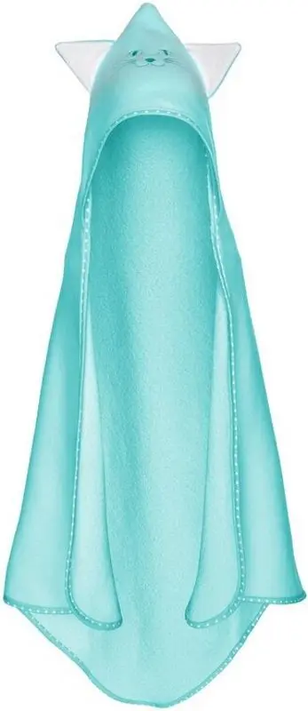 Prosop pentru copii cu gluga Qmini Cat 80x80 (Aqua)