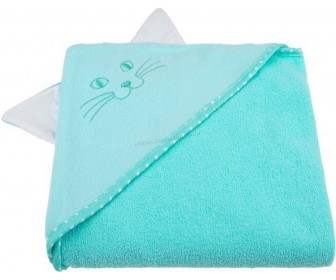 Prosop pentru copii cu gluga Qmini Cat 80x80 (Aqua)