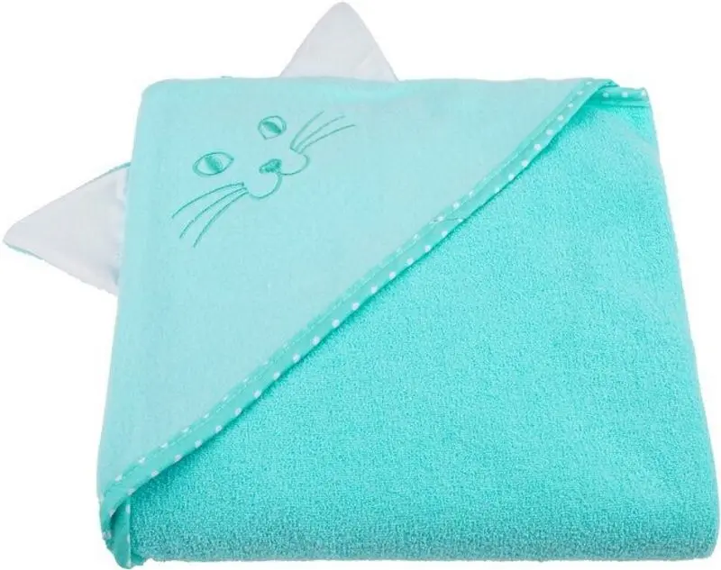 Prosop pentru copii cu gluga Qmini Cat 80x80 (Aqua)
