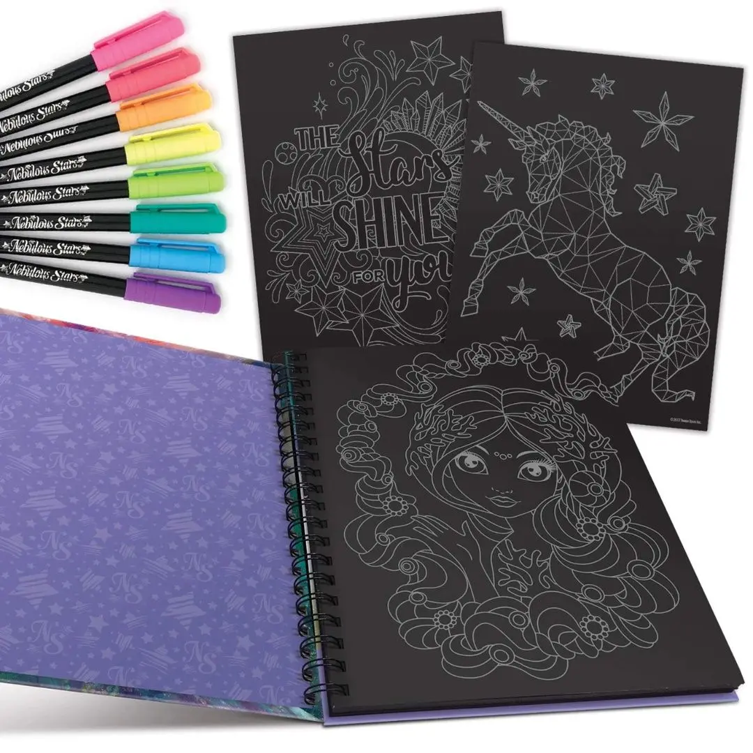 Set pentru creativitate Nebulous Stars Black Pages Coloring Book 11111