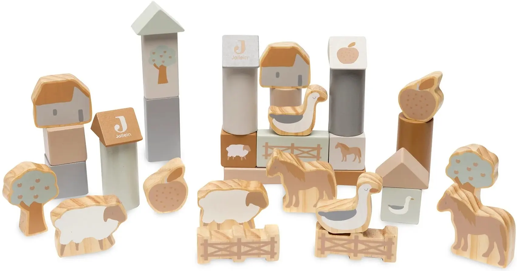 Развивающие кубики Jollein Farm 712-603-67021 (Wood)