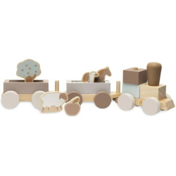 Развивающие кубики Jollein Train Farm (Wood/Grey) Thumb
