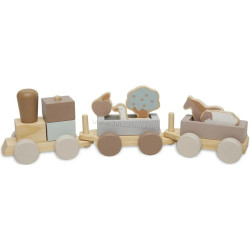 Развивающие кубики Jollein Train Farm (Wood/Grey)