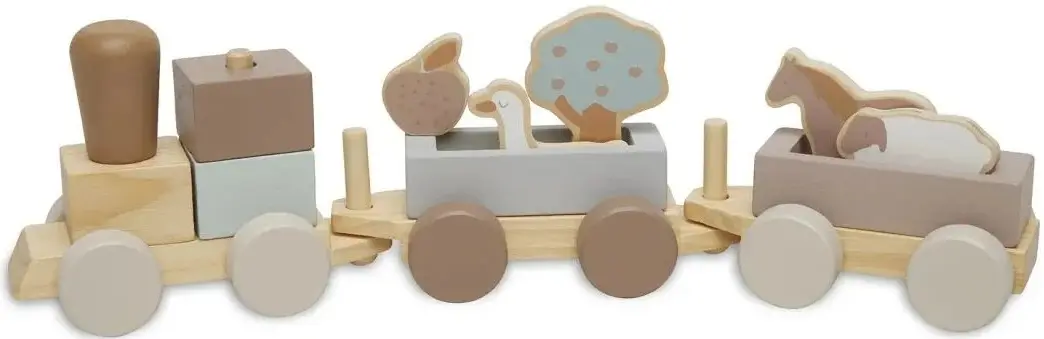 Развивающие кубики Jollein Train Farm (Wood/Grey)