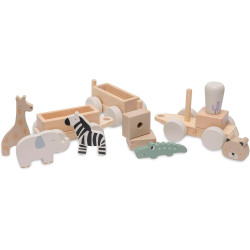 Развивающие кубики Jollein Train Jungle Jambo (Wood/Grey) Thumb