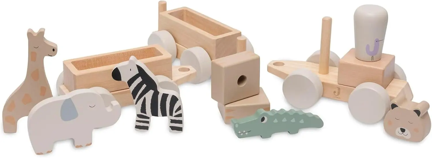 Развивающие кубики Jollein Train Jungle Jambo (Wood/Grey) - 2