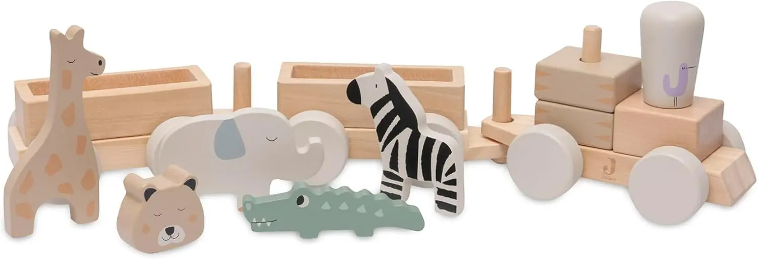 Развивающие кубики Jollein Train Jungle Jambo (Wood/Grey) - 3