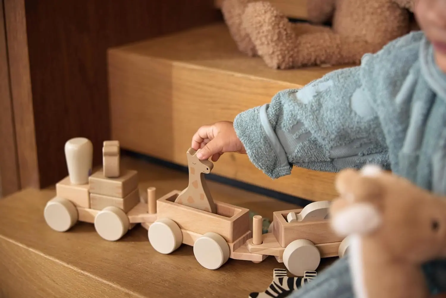 Развивающие кубики Jollein Train Jungle Jambo (Wood/Grey) - 5