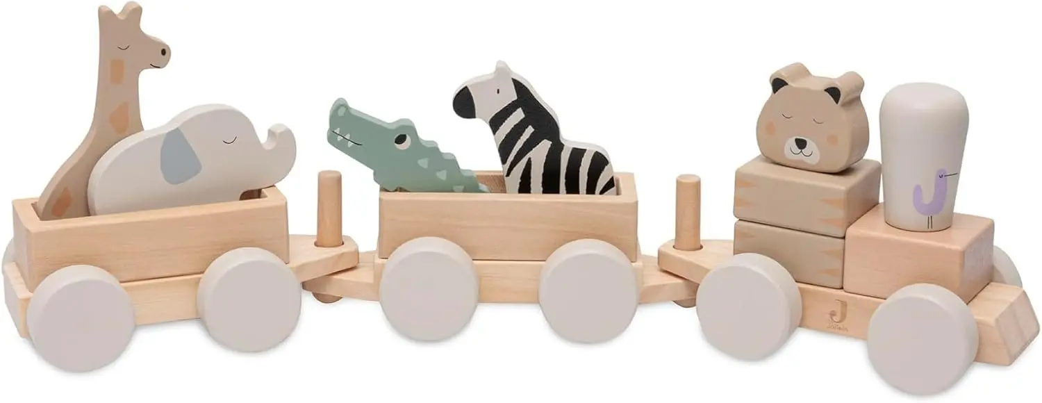 Развивающие кубики Jollein Train Jungle Jambo (Wood/Grey)