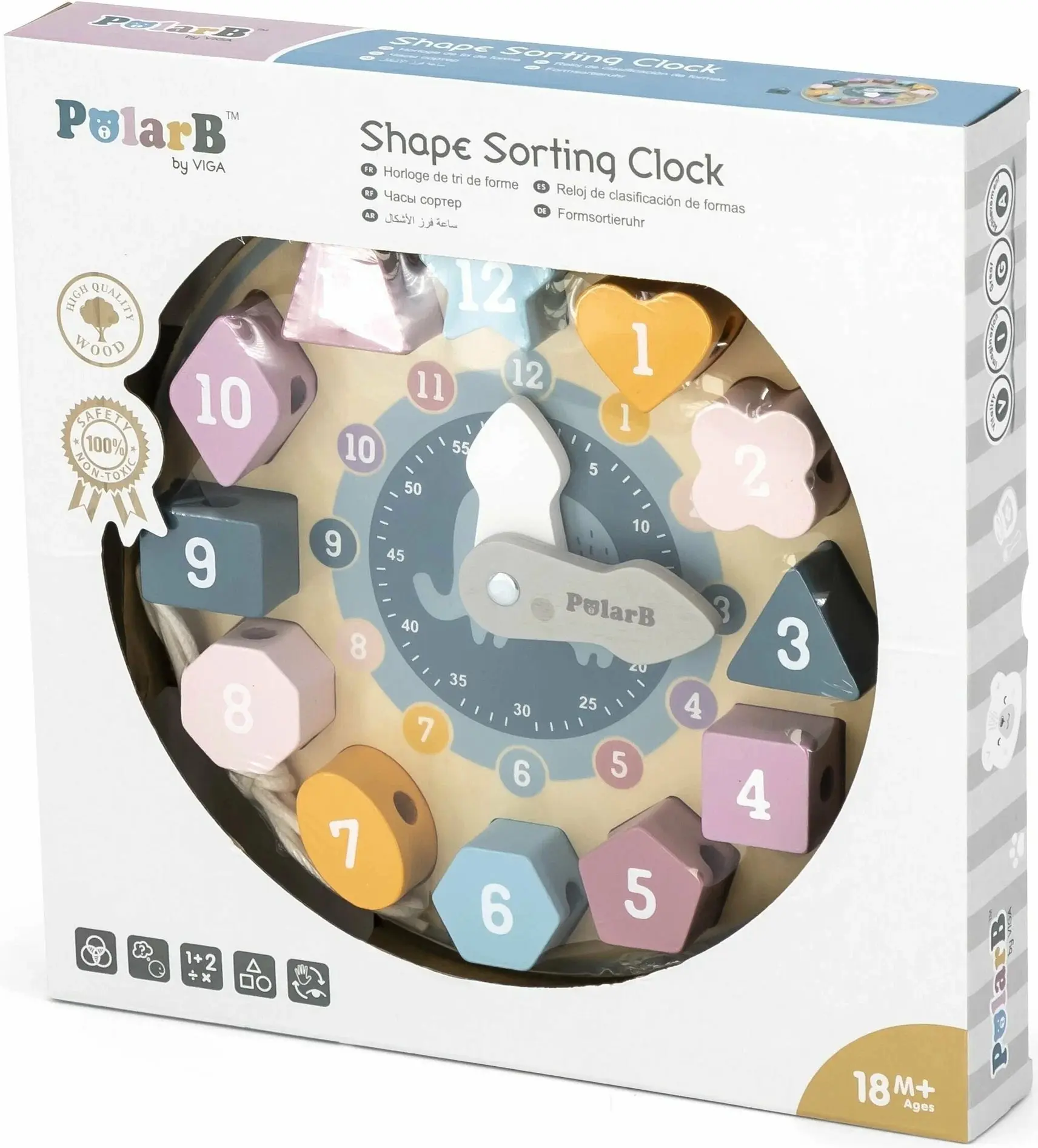 Сортер Viga Toys PolarB Shape Sorting Clock 44053