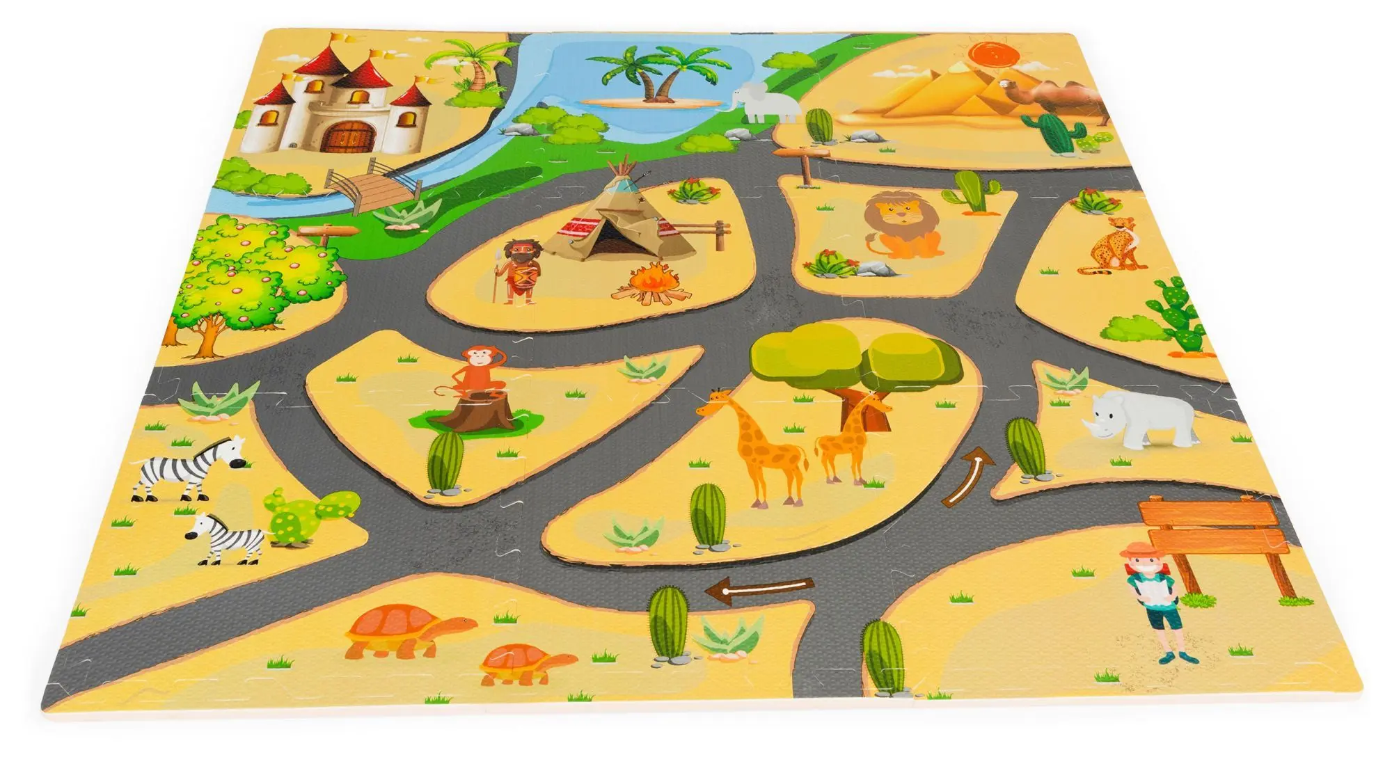 Covoras-puzzle Ecotoys Safari ECOEVA009 (Yellow/Black)