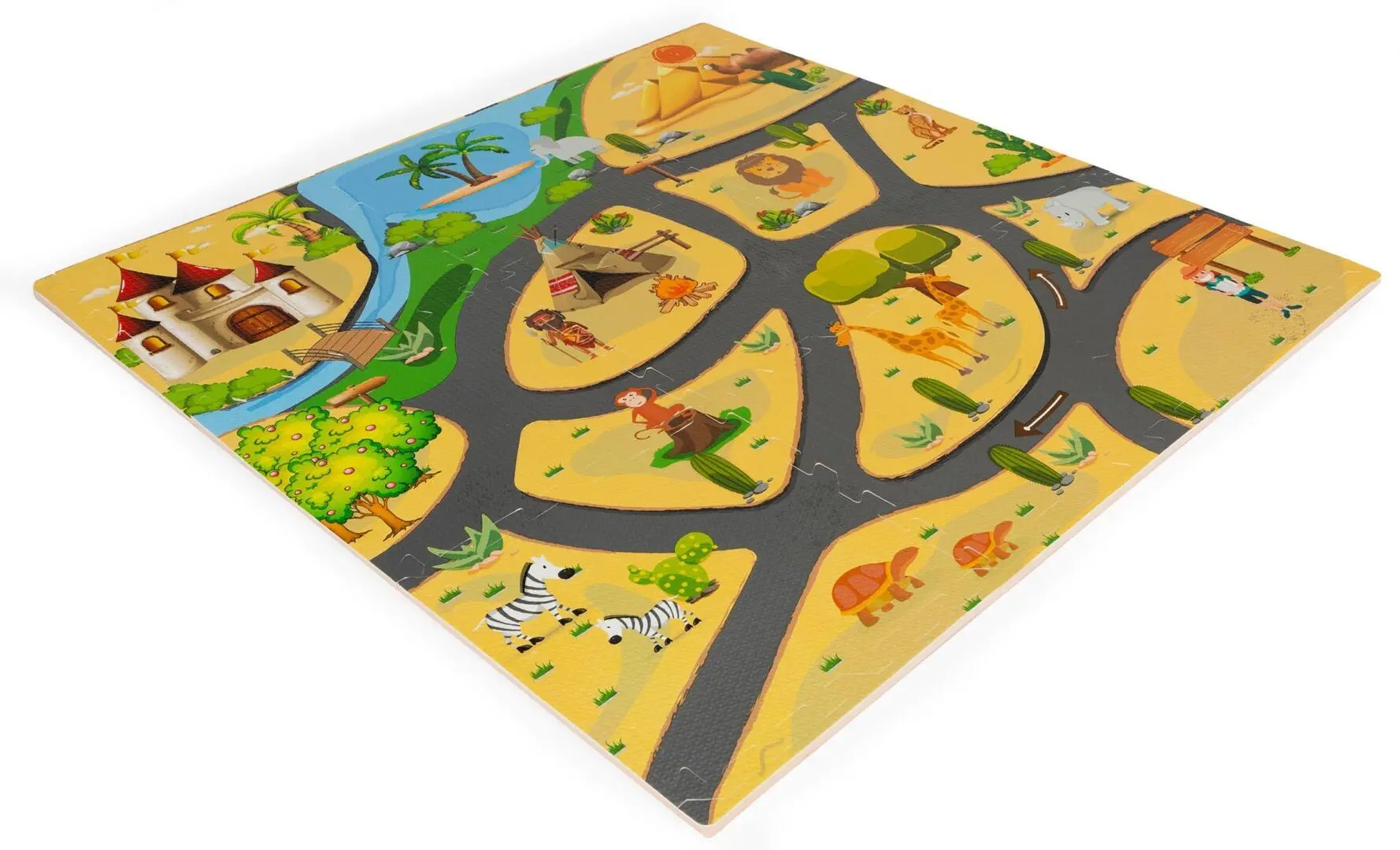 Covoras-puzzle Ecotoys Safari ECOEVA009 (Yellow/Black)